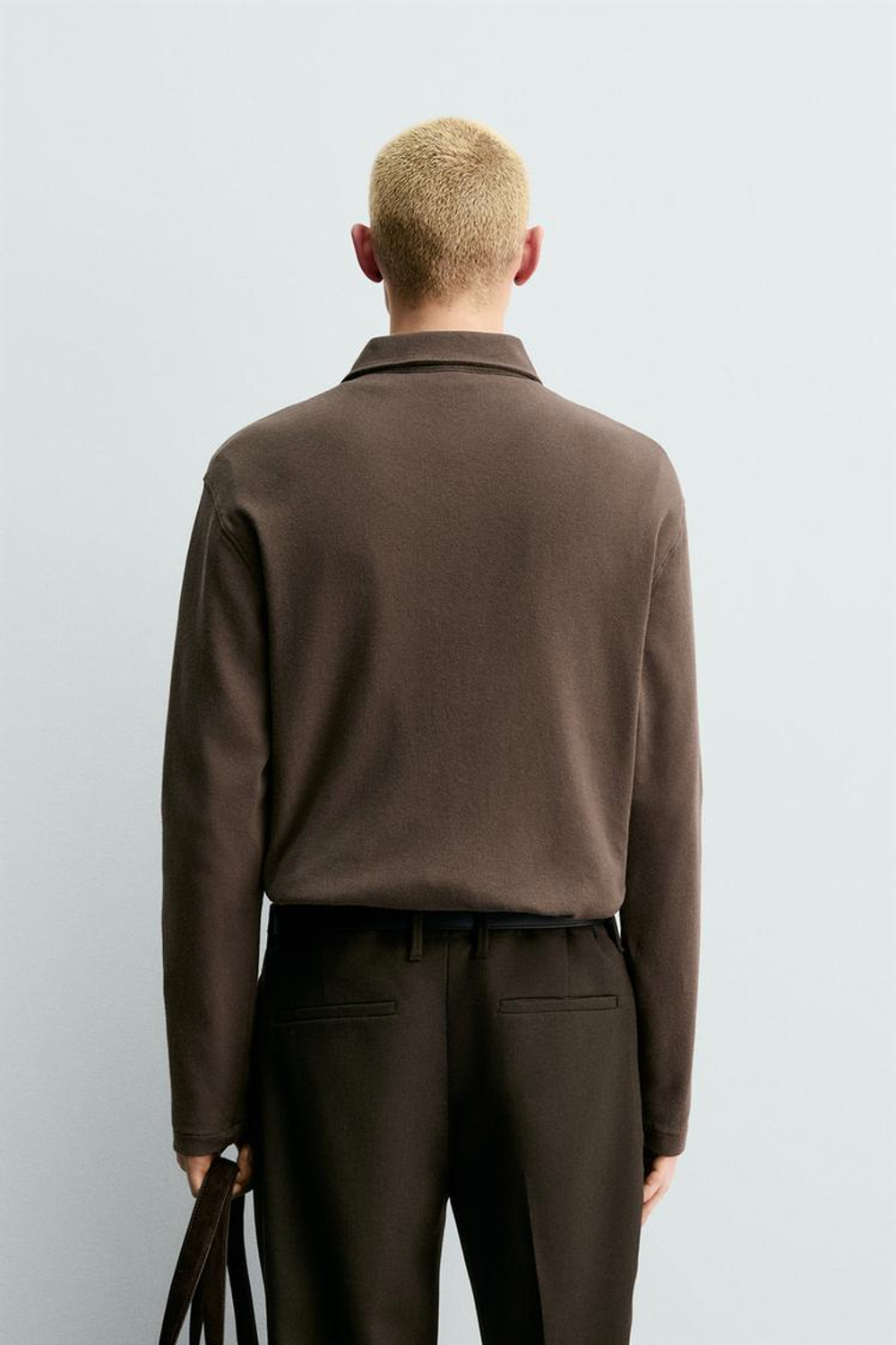 ZARA ПОЛО ИЗ ХЛОПКА С ВОРСИСТОЙ ТЕКСТУРОЙ ORIGINS, КОРИЧНЕВЫЙ