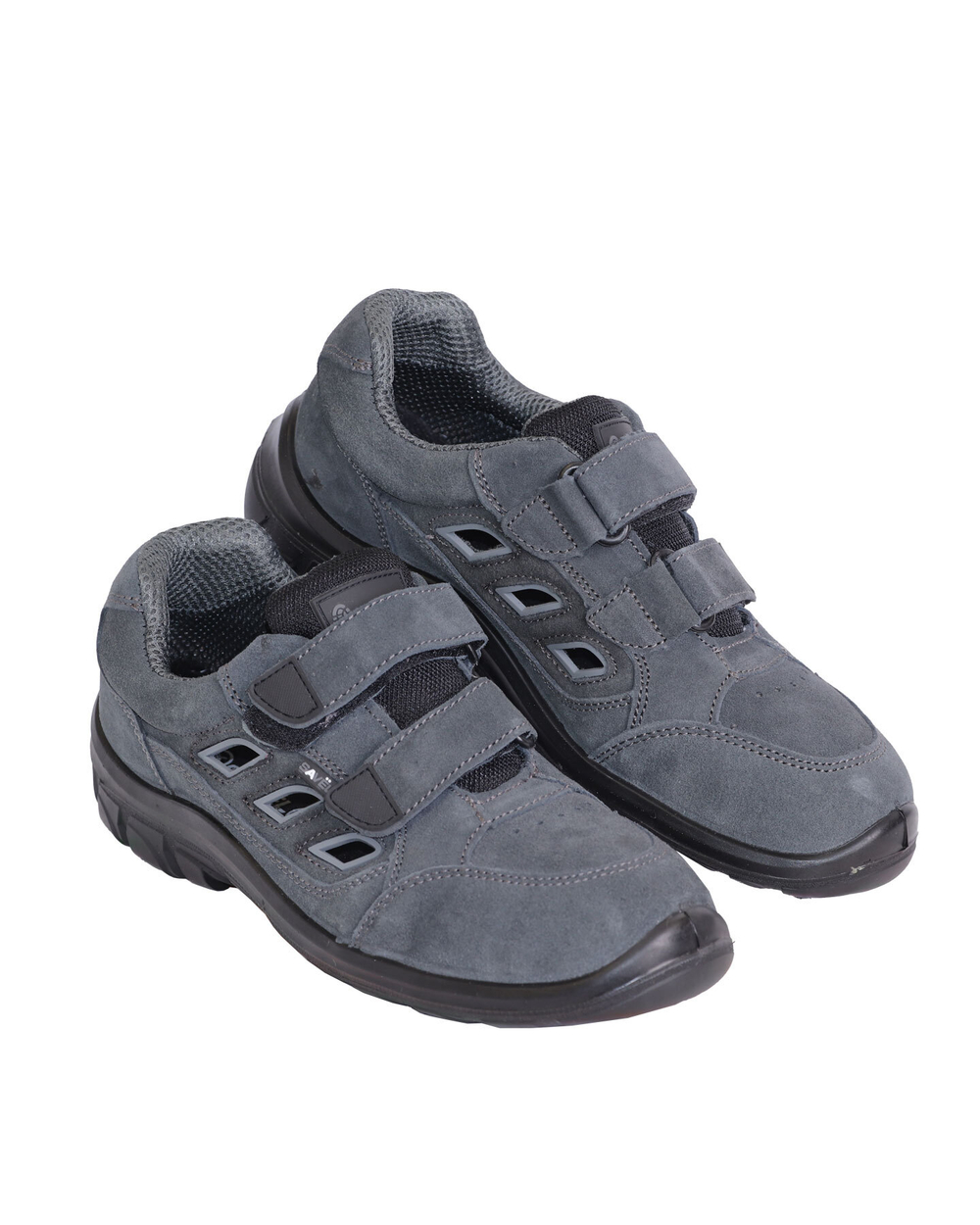 Полуботинки с перфорацией  замша серые ПУ