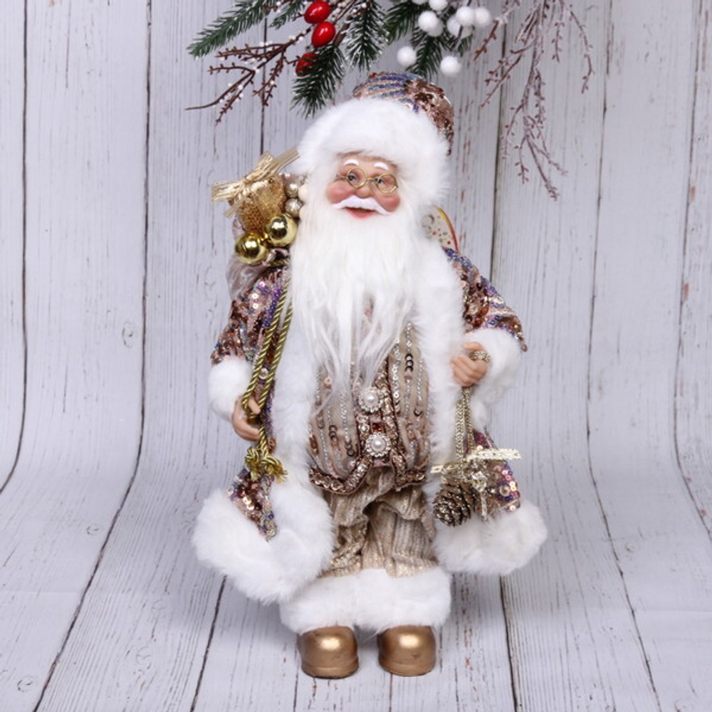 Дед Мороз 30 см в розовой шубе с подарками (без музыки)