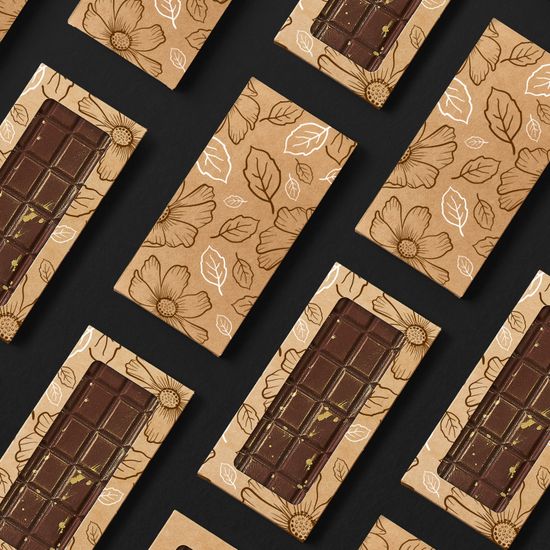 Упаковка с окном для шоколадной плитки 100 г. Цветы
