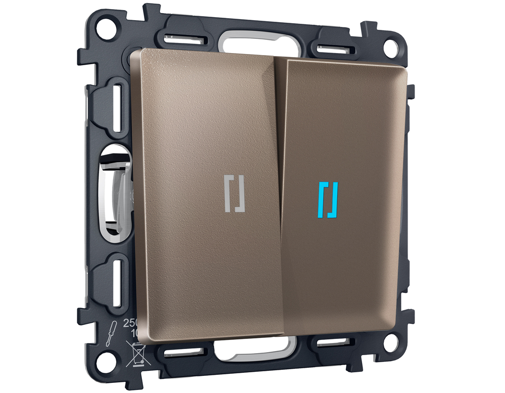 MA634020 Комплект механизма 2-кл выключателя с подсветкой 10000K ALFA Темня бронза матовый QUANT (AP6340, VM115, G17B)