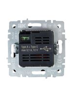 BRITE Розетка USB A+C 18Вт РЮ11-1-БрС сталь IEK
