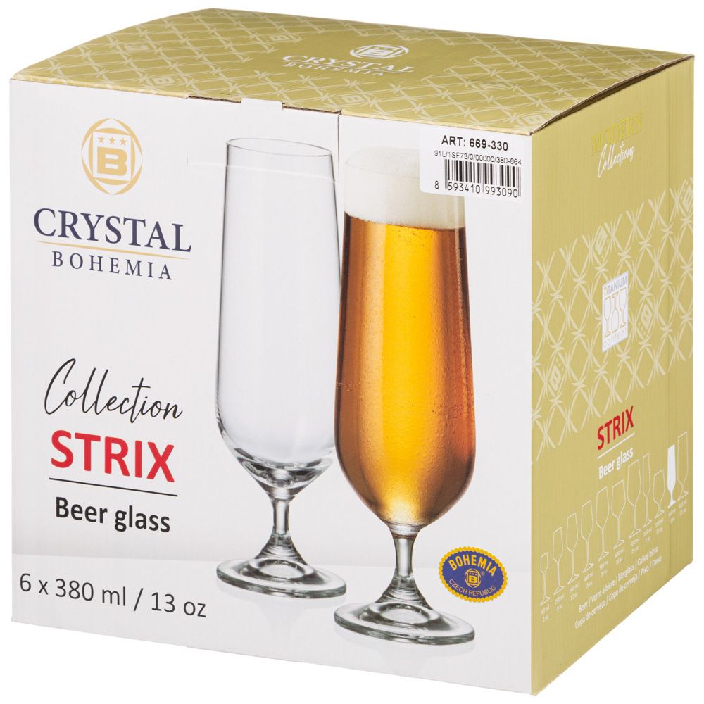 НАБОР БОКАЛОВ ДЛЯ ПИВА "DORA/STRIX" ИЗ 6ШТ. 380МЛ ВЫСОТА 21 СМ