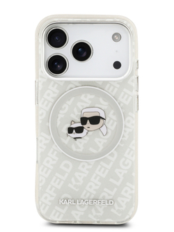 Lagerfeld для iPhone 17 Pro Max чехол IML NFT Karl&Choup Head on logo Metal Cam Hard Grey (MagSafe)
