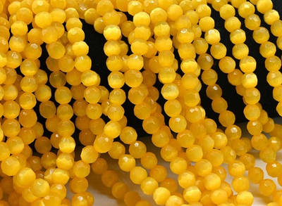 кго6-о Кошачий глаз (имит.) шар огранка 6мм, оранжевый, нить 19см