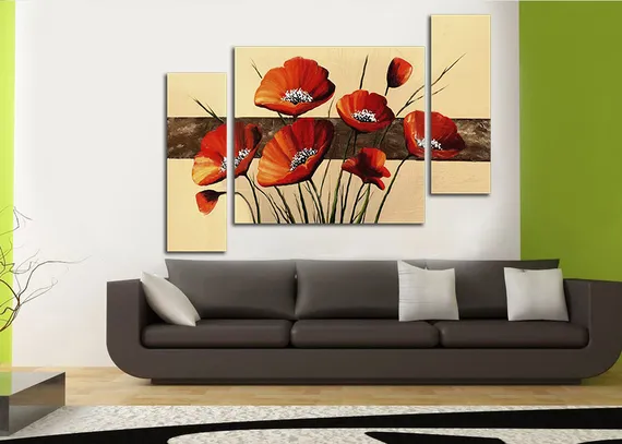 Модульная картина "Маки по фен-шуй"