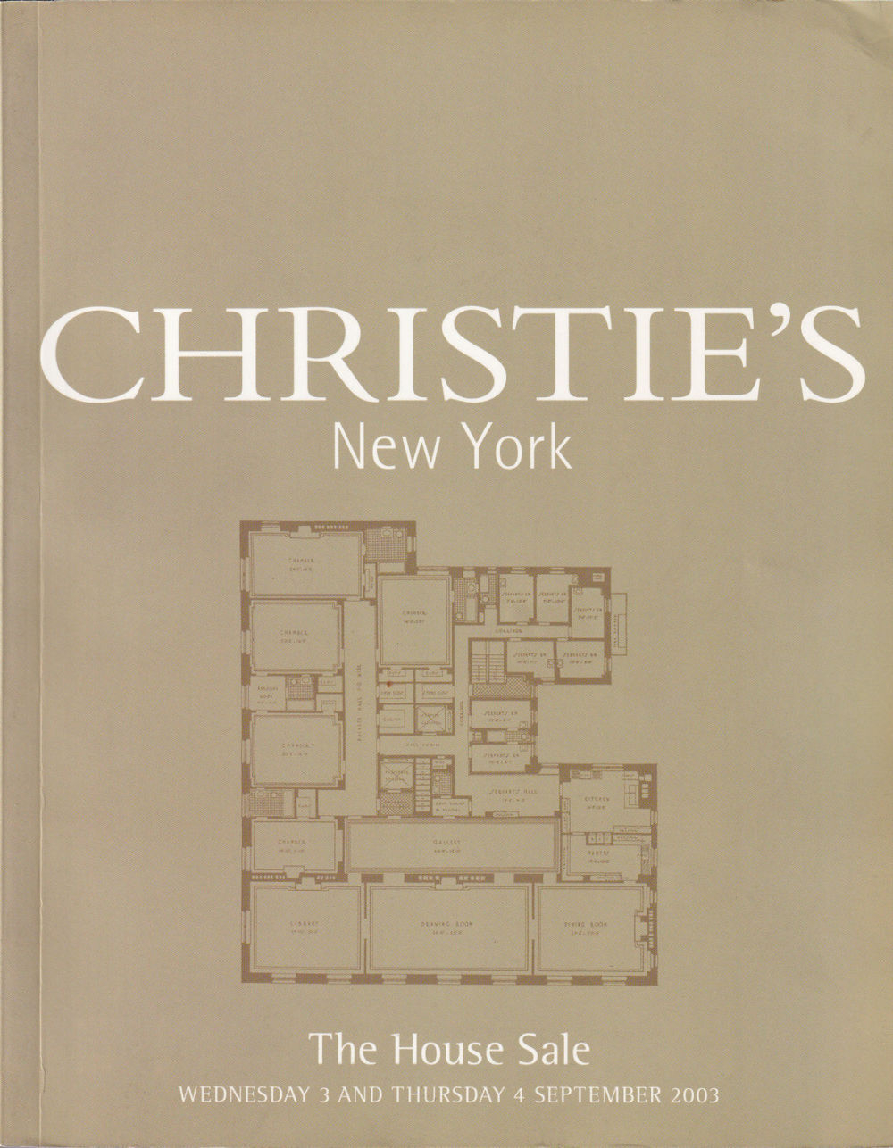 Каталог аукциона Christie's, Нью-Йорк, The House Sale: Распродажа частной коллекции от 3-4 сентября 2003 года