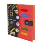 Тетрадь 120л., А5, клетка, Alingar "Good Idea", гребень, пластиковая обложка с информ окном, цветные пластиковые разделители, ассорти 4 цвета