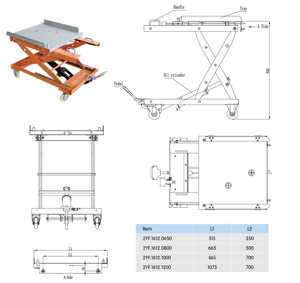 Тележка сервисная 2YF.1612.1000 (ширина 1000 мм) для вакуумного выключателя