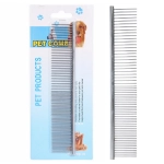 Расческа - пуходёрка комбинированная из нержавеющей стали для животных «ЛАПУСИКИ», 19*4см (блистер)