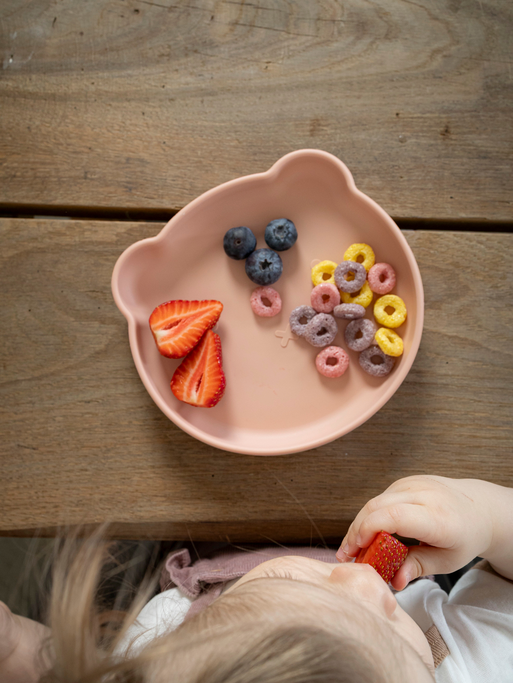 Силиконовая тарелка на присоске 400 мл Мишка, Cotton candy