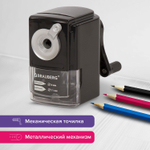 Точилка механическая BRAUBERG "STYLE" для ч/гр и цветных карандашей (в том числе утолщенных) крепление к столу корпус черный (2 штуки в упаковке)