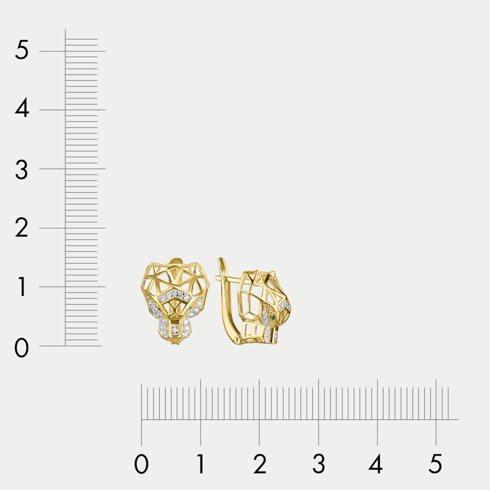 Серьги женские с фианитами и нанокристаллами из желтого золота 585 пробы (арт. 02-20101-2073)