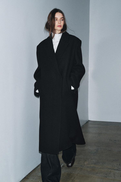 ZARA ПАЛЬТО ИЗ СМЕСОВОЙ ШЕРСТИ — ZW COLLECTION, ЧЕРНЫЙ