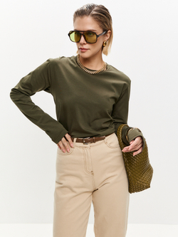 Лонгслив свободного кроя в цвете хаки