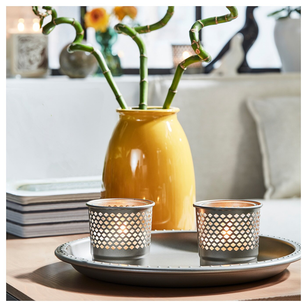IKEA BERGGRAN  (ИКЕА БЕРГГРАН)  -  Подсвечник, серый, 9 см