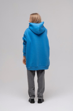 Свитшот oversize с капюшоном, Синий