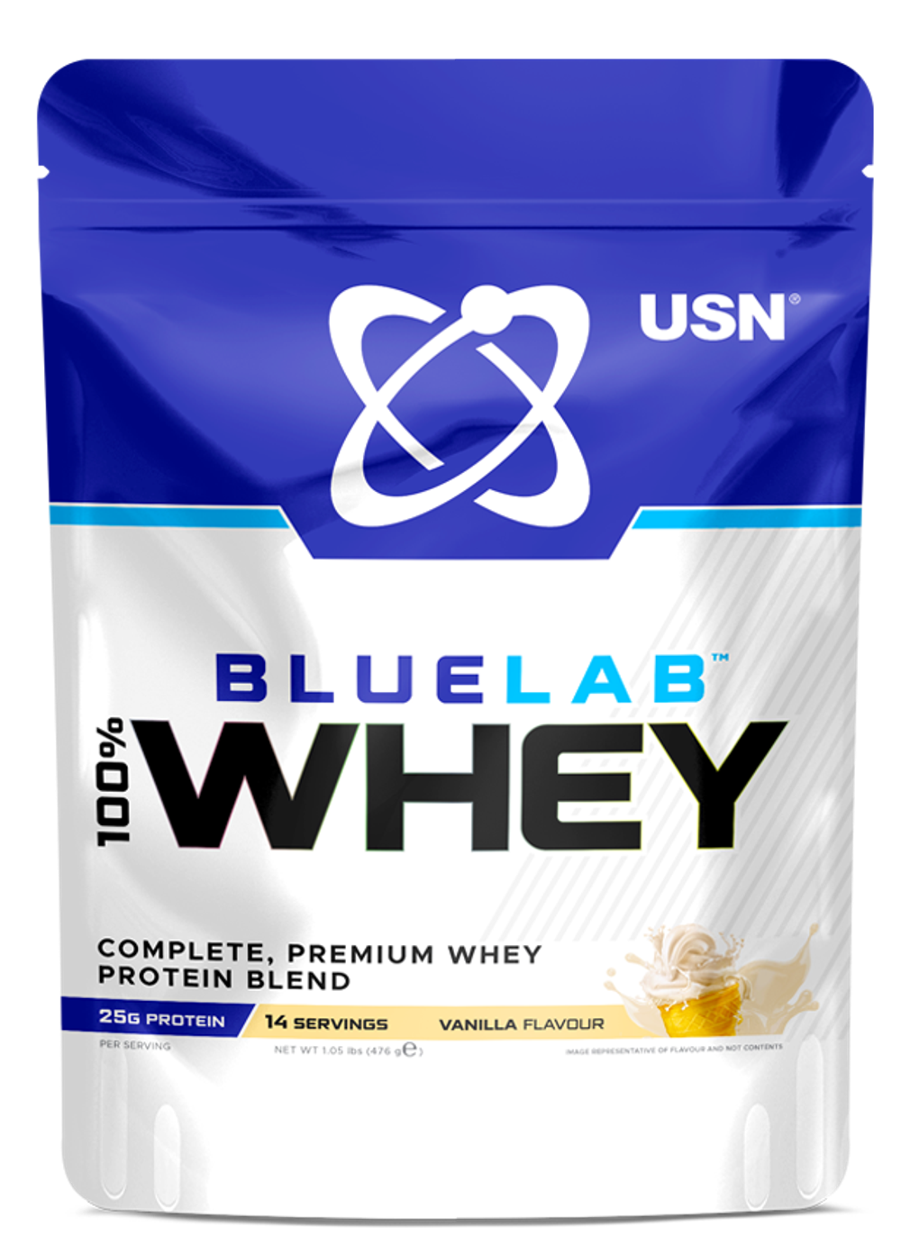 USN BlueLab Whey Bag 476 г , Сывороточный протеин (Ваниль)