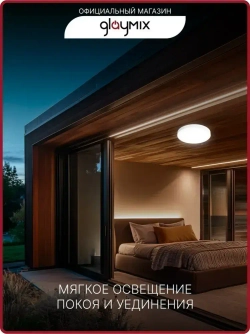 Люстра потолочная светодиодная 24 Вт / светильник накладной для кухни, спальни, зала, гостиной комнаты, детской, прихожей, гаража / настенный круглый