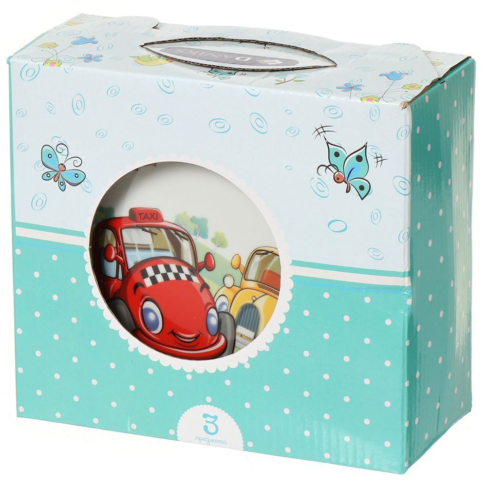 Набор посуды керам, 3 шт, Гонки, тар 17,5см,сал 15см,круж 230мл, Daniks, C390