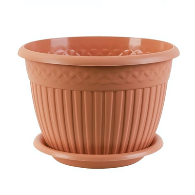 Кашпо "Византия" (3л.) с блюдцем Цв. Карамельный