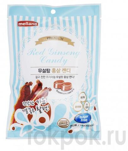 Карамель без сахара со вкусом красного женьшеня "Red Ginseng Candy Sugar free", 74г