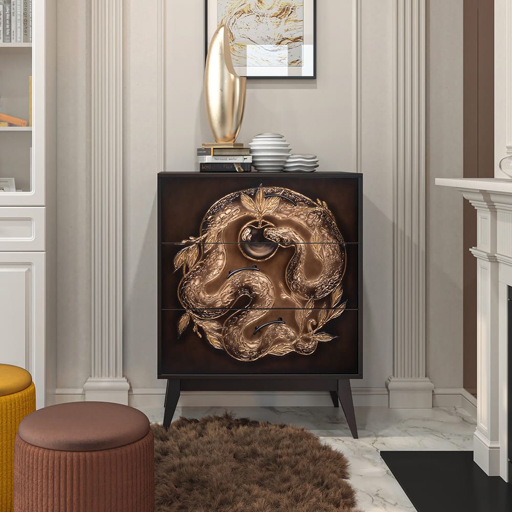 Комод Яблоко Евы с 3 ящиками Каштан