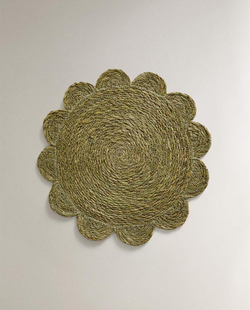 ZARA HOME ПОДСТАВКА ПОД СТОЛОВЫЕ ПРИБОРЫ ИЗ РОТАНГА «ЦВЕТОК», ЗЕЛЕНЫЙ