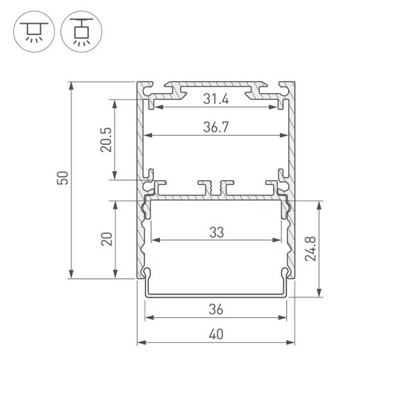 Профиль Arlight SL-Line-4050-3L-2000 Anod Black 044670