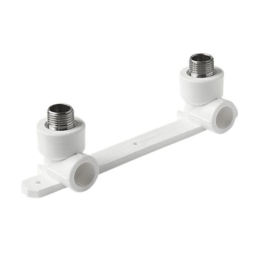 Угольник установочный двойной ПП 25-1/2'' PN 25, с наружной резьбой, белый, Valfex