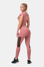 Легинсы женские High Waist & Mesh Leggings 573 Розовые