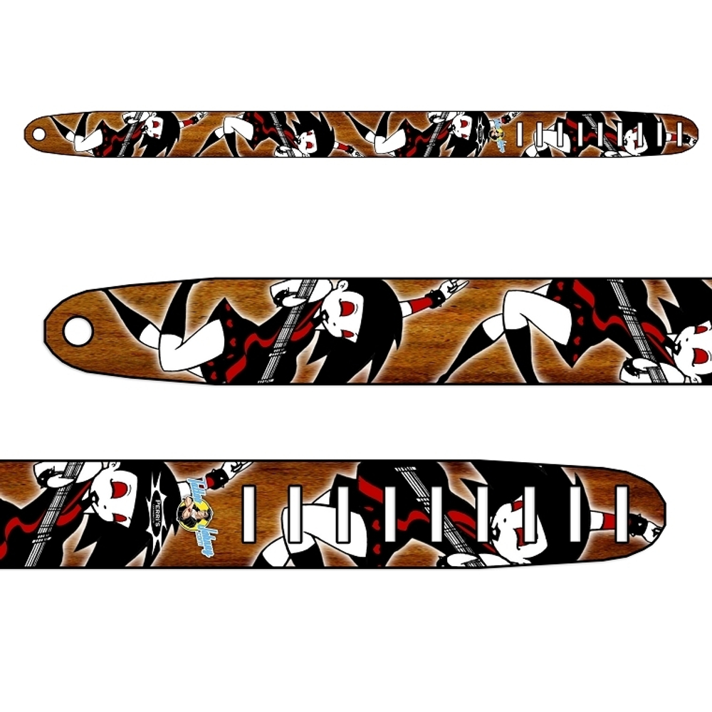Perri's P25TJ-660 - Кожаный ремень, (2,5", 6,35см), для гитары, (Tatoo Johnny-девочка с гитарой).