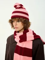 Купить Шапка Kraizy Stripes в полоску бургунди / роза Шапка Kraizy Stripes в полоску бургунди / роза