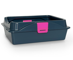 Туалет лоток для кошек ZOOSET с рамкой на защелках 41*30*14 см серый/сиреневый