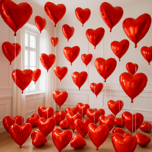 Набор фольгированных шаров "Красное сердце"50шт