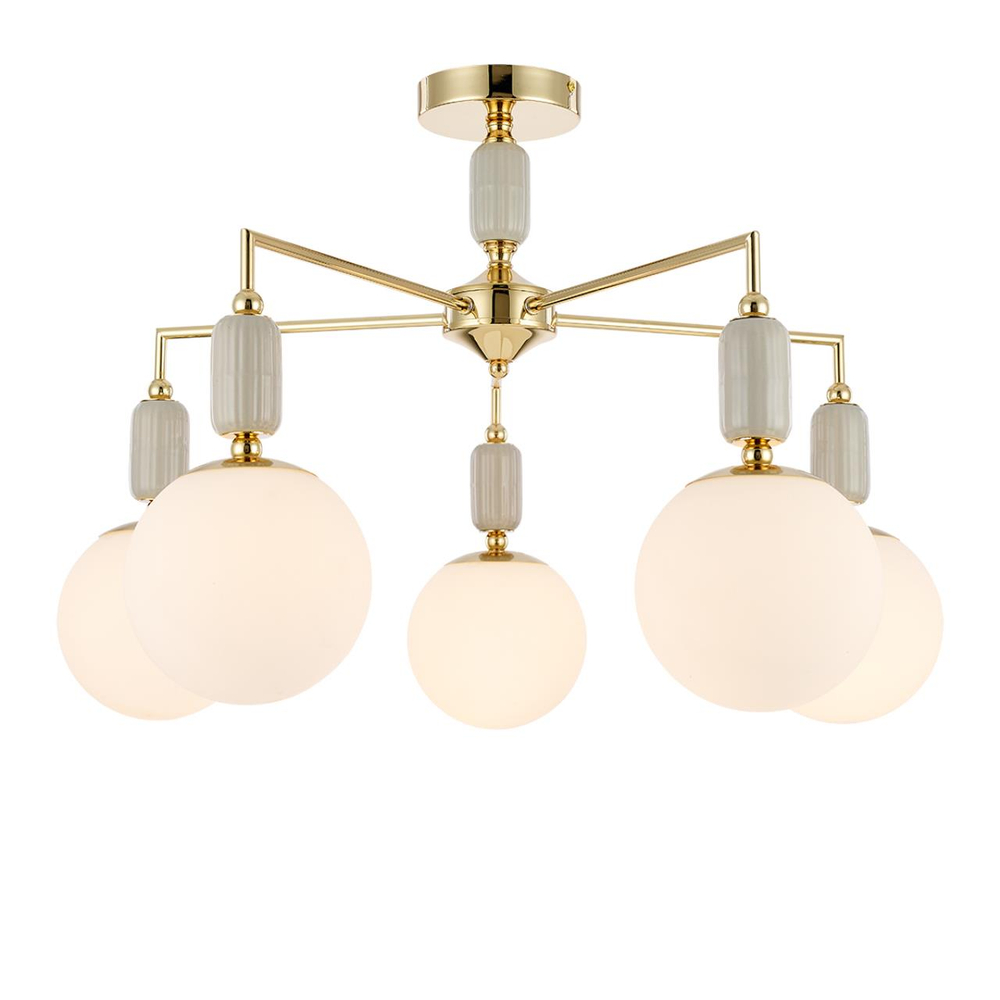 6580/5C CLASSI LN26 36 французское золото, серый/белый металл, керамика/стекло Люстра потолочная E14 5*40W 220V VIVIEN