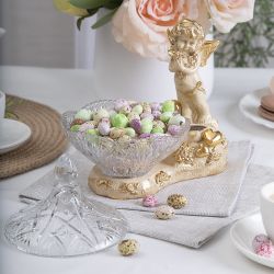 Сахарница стеклянная с крышкой Ангел Роуз Айвори