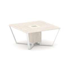 Steel Meet Стол переговорный квадратный KM-PR.B.SP-08 Денвер Светлый/Ваниль Глянец/Металл Белый 1600