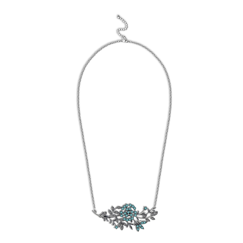 "Розалинта" колье в серебряном покрытии из коллекции "Бирюзовый сад " от Jenavi с замком карабин