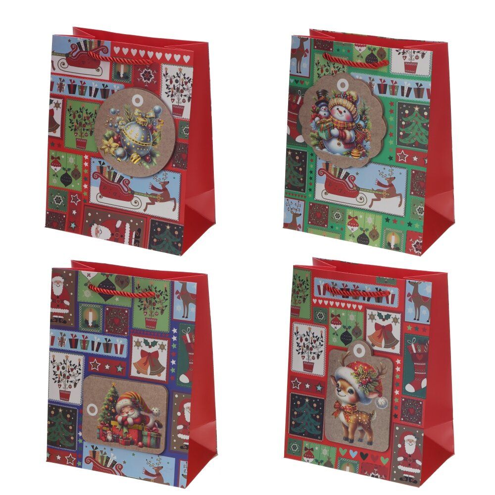 GAEM Пакет подарочный S (бумага 210г/м2, блок 12шт), L18 W10 H23 см, 4в.