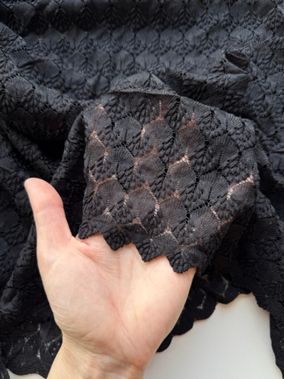 Вязаный трикотаж Ажур черный