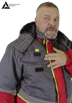 Куртка зимняя мужская «СЕВЕРНАЯ ШИРОТА» цв.серый/красный БОЛЬШОЙ РАЗМЕР