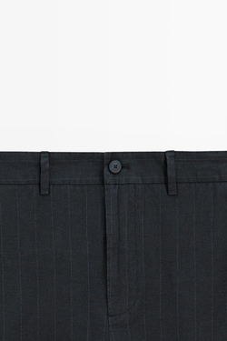 Massimo Dutti Льняные брюки в полоску, темно-синий