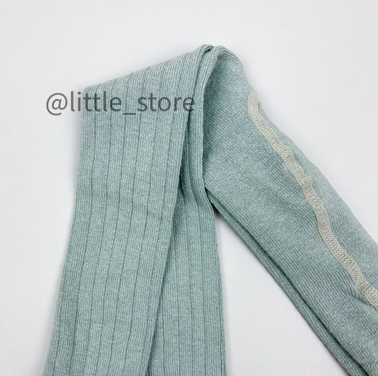 Колготки хлопковые "Полоска" со стоперами, Мятные