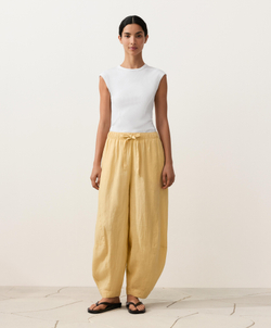 OYSHO Брюки-баллоны из 100% льна, бледно-желтый