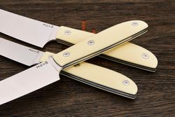 Нож кухонный MOYO Геликон овощной 105мм, сталь AR-RPM9, рукоять G10-extra слоновая кость