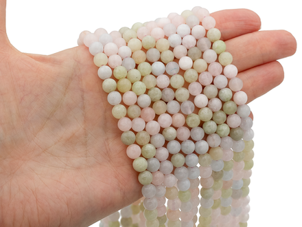 Нить бусин из тонированного кварца 6,2мм, гладкие