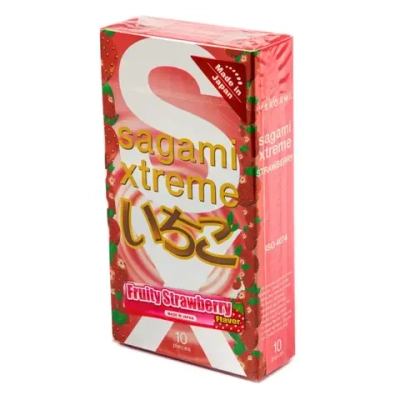 Презервативы "Sagami Xtreme Strawberry", латекс, с ароматом клубники, 10 шт.