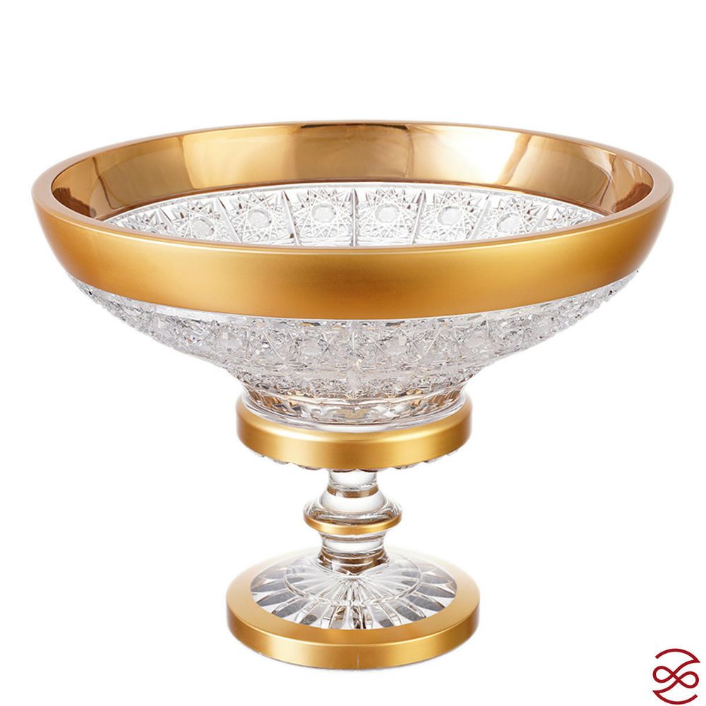 Фруктовница Crystal Heart хрусталь с золотом 30см