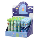 Ручка шариковая, автоматическая, 10в1, Jiandan, 10-ти цветная, серия "КОТ-МОНСТРИК", с резиновой фигуркой, 36 шт